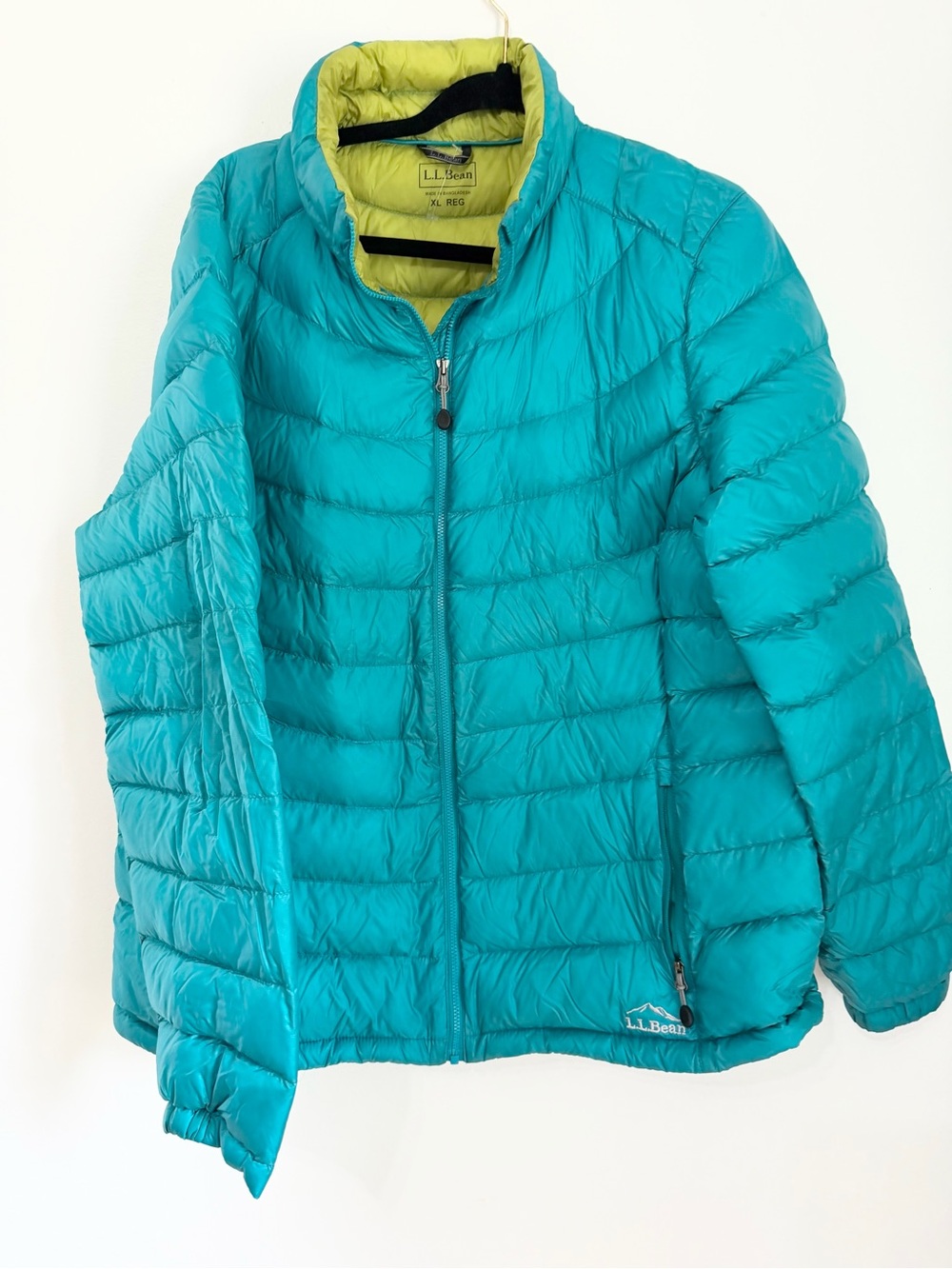 LL Bean Ultralight Women's XL REG Down Quilted Puffer Coat Jacket Teal Blue
